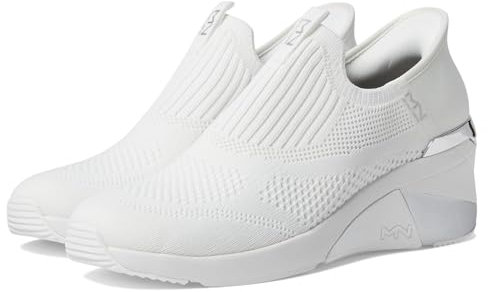 Skechers Women's A-Wedge-Crecent Sneaker, White, 8
