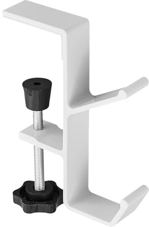 FYting Porta Cuffie,Supporto Cuffie,Porta Cuffie Gaming - Con Doppi Ganci,Accessori Scrivania,Supporto per Cuffie da Gioco da Appendere Alla Scrivania per Chiavi,Borse, Cappelli, Ombrelli (Bianco)
