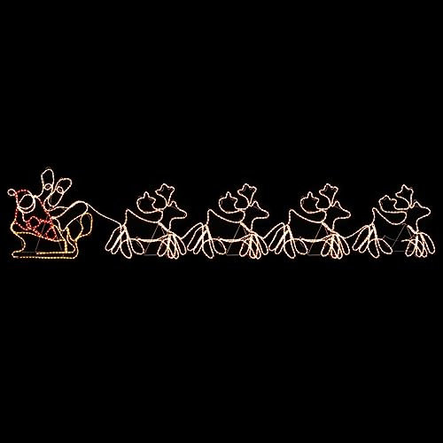TANZEM Weihnachtsbeleuchtung 4 XXL-Rentiere Schlitten 1548, Rentier Weihnachtsdeko, Rentier Beleuchtet Aussen, Outdoor Weihnachtsdeko, Weihnachtsbeleuchtung Aussen Rentier, 500x80