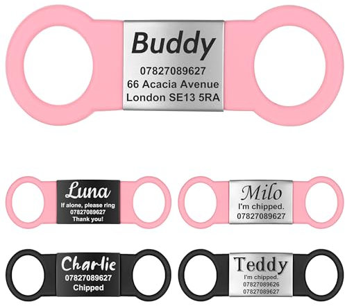 GISUREY Hundemarke mit Gravur - Lautlose Slide-On Hundemarke Personalisiert aus Robustem Edelstahl, Langlebig und Gut Lesbar, Hundeanhänger mit Gravur für Hunde- und Katzenhalsband (PS,M)