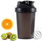 zukent Shaker protéiné avec boule de mélange en acier inoxydable, shaker pour boissons protéinées, compléments, sans BPA, sans DEHP, étanche, pour fitness, sport, gym, 400 ml (noir)