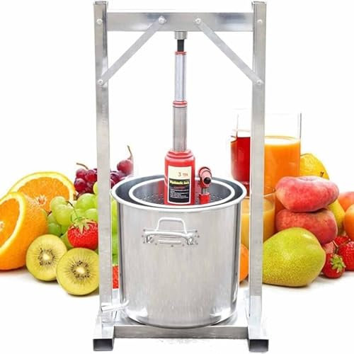 URJWAN Pressoir à Fruits Manuel en Acier Inoxydable, Presse-Fruits, Broyeur De Raisin pour La Fabrication du Vin, avec 2 FûTs en Acier Inoxydable, pour L'ExtéRieur, La Cuisine Et La Maison,12L
