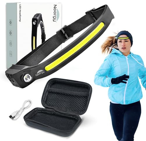 Neergy® Linterna Frontal Recargable set 2 con estuche - Frontal Led Recargable - Linterna Cabeza - Frontales Led Alta Potencia - Headlamp - Linternas Frontales Potentes - Lanterna cabeça - headlight
