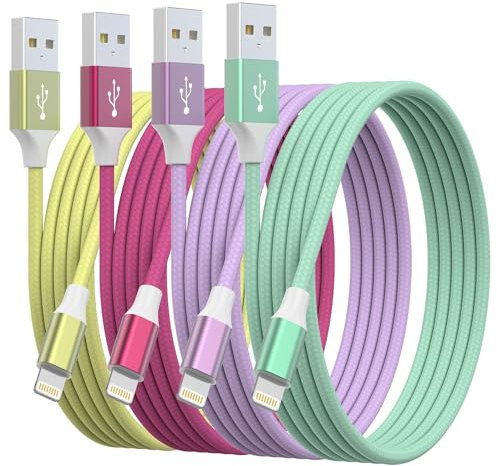 HKYUSHINE iPhone Charger, 4Pack [1M/2M/2M/3M] MFi Certified Lightning Cable Braided iPhone Charger Cable Fast Charging Lead for iPhone 14 13 12 11 XS XR X Pro Max 8 7 6S iPad iPod AirPods