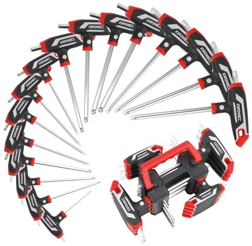 KAFUWELL 14 piezas Set de Llaves Allen y Torx en T, Hexagonales Métricas H2-H10, Llaves Torx TX10-TX50, para Bricolaje, Reparaciones Domésticas, Automóvil, Bicicleta, con Soporte de Almacenamiento