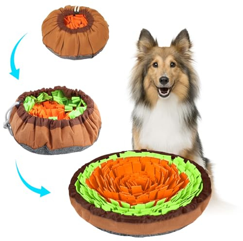 Schnüffelteppich für Hunde, Schnüffelmatte für Hunde, Waschbar Intelligenzspielzeug für Hunde, Futterschnüffel-Futtermatte für Intelligenz und Geruchstraining des Hundes Verwendet (Grün Orange)