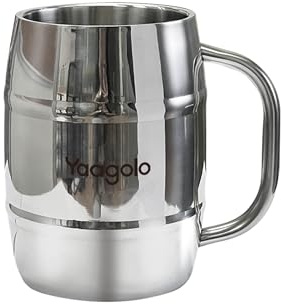 Yaagolo Stainless Steel Beer Mug, 1 Pack 17 oz Stainless Steel Beer Stein, wall Coffee Mug, for Drinks, Milk, Tea, Bar Drinks