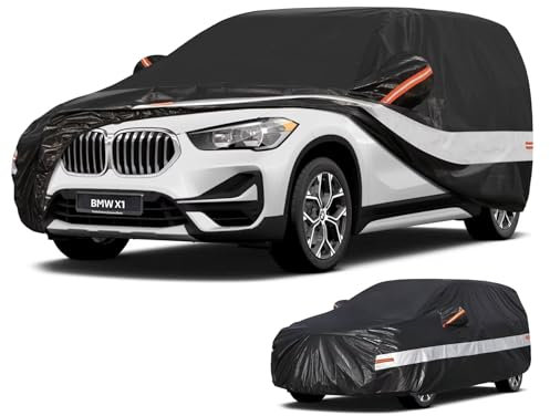 Holthly Autoabdeckung SUV Passend für BMW X1 E84/F48/F49/U11(2009-2025) 10 Schichten Vollgarage Auto Abdeckplane 100% Wasserdicht Autoplane Outdoor Autogarage Staubschutz,Wind,Regen und UV Schutz
