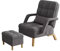 Modernes Armkissen Relaxsofa Set mit Ottomane Weiches Kissen und Holzbeinen Dunkelgrau