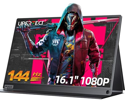 UPERFECT 144 Hz Portable Monitor 16.1 Inch Gaming Monitor 1920×1080 FHD IPS Display USB Type C HDMI Port, Matte Screen with Smart Cover, Extend Display for Laptop/PC/Phone