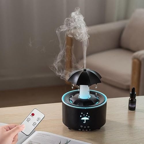 Aroma Diffuser für Schlafzimmer, Rotierender Regenwolken Luftbefeuchter, 350mL Rotierender DuftöL Diffuser,Air Diffuser Humidifier mit 7 Farben LED-Licht & Timing-Funktion Defuser
