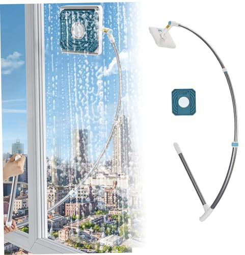 Dbvnnsy 2-in-1 Outside Window Cleaner Tool, Extendable Window Cleaning Kit with 360° Rotating Head, Double-Sided Squeegee for Glass, Outdoor & Indoor Window Washing