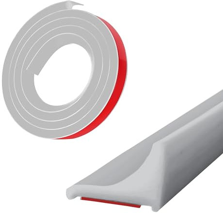 Selbstklebende Silikon-Wasserstopstreifen, spritzwassergeschützte Streifen für Duschen, wasserdichte Barrieren für begehbare Duschböden, Duschschwellen für nass und trocken (grau, 150cm)