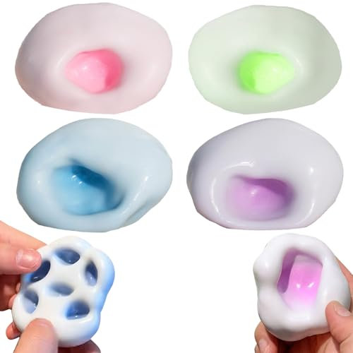 4 Pcs Trauben Stressball Traubenstress Ball Perlen-Stressball Kleines Perlen-Quetschball-Spielzeug Anti Stress Spielzeug Bälle zum Kneten, Drücken & Entspannen