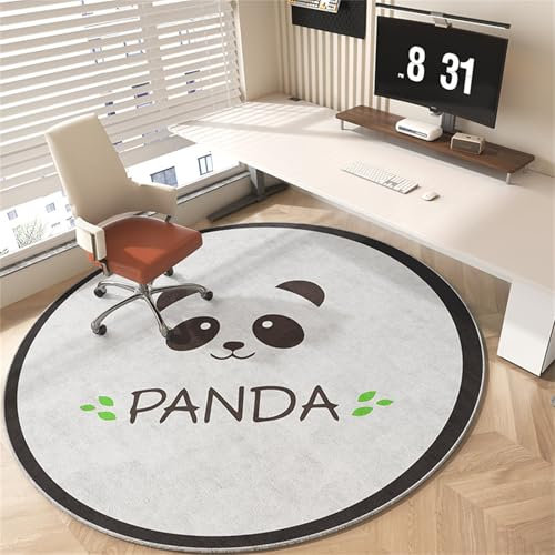Highdi Bodenschutzmatte Bürostuhl Bürostuhl Unterlage rutschfest Kratzfest Bodenmatte Stuhlunterlage, Modern Rund Bürostuhlunterlage Schreibtischstuhl Unterlage Teppich (Panda,Ø 120cm)