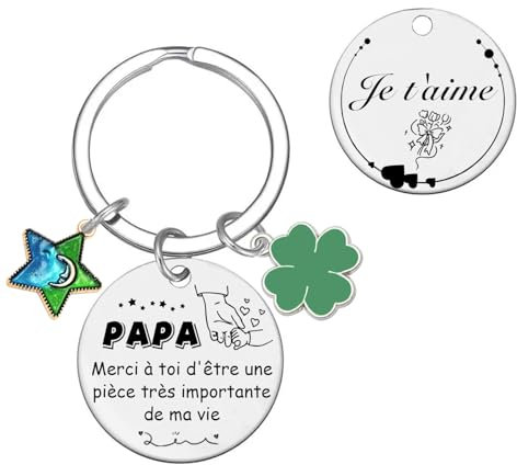 YJYJZX Porte-clés Papa - Cadeau de Fête des Pères, Noël et Anniversaire avec Message Je t'aime - Famille