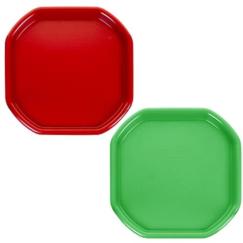 Eason Bros - 2x Small Colour Plastic Mixing Tray Sand Water Play Builder Equipment Sand Pool Pit Beach Tuff Tray for Messy Play Tray, Concrete and Mortar Mixing Tray - 70x70cm (Red & Lime Green)