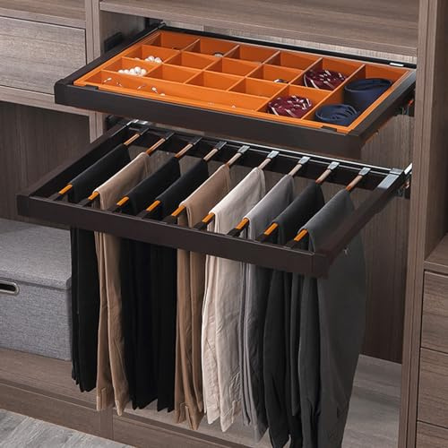 YNIYUJKL Cintres À Pantalons, Porte-Pantalons Coulissant, Porte-Manteaux, Tringle De Rangement pour Placard, Cintre Rétractable pour Serviettes, Jeans, Tri De Vêtements,Orange-90cm/35.4in