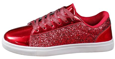 Glitzer Schuhe Damen,Glitzer Sneaker Damen Pailletten Halbhoch Damenboots Party Chucks Turnschuhe Karneval Plateau Funkelnde Leichte Metallische Rockabilly Schuhe 35-44