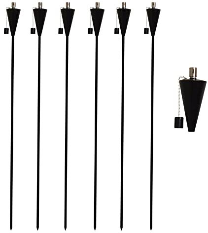 Harbour Housewares Torcia da Giardino Con Design Triangolare - Lanterna a Cherosene - Nero - 146 cm - 6 Pezzi