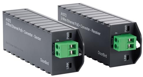 DoorBird A1072 2-Draht Ethernet PoE+ Konverter | Übertrager zur Übermittlung von Netzwerkdaten über Zweidrahtleitung, Schwarz