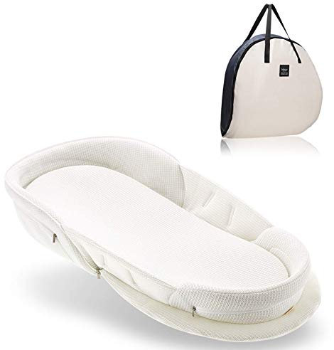 Bebamour Babybett Faltbare Wiege für das Bett Bionic Reisebett Womb-Like Protector Baby Kuschelnest Bett Babyschlafsack für 0-36 Monate (Weiß)