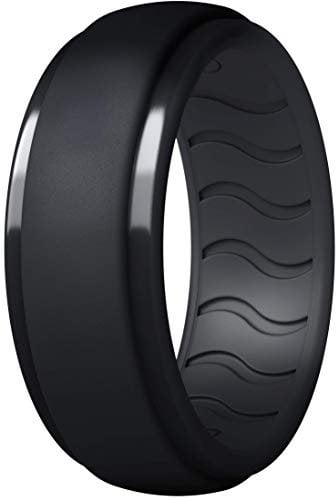 Dookeh Silikonring für Männer, Silikon-Ehering für Männer, Eheringe aus Gummi für Männer (A-Black, 10)