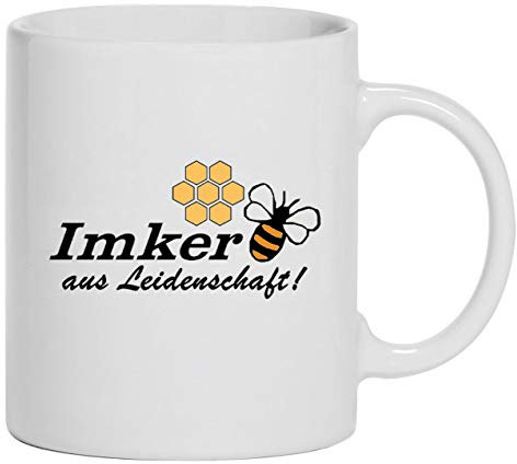 Imker aus Leidenschaft Tasse Kaffeebecher Haferl, Keramik, 330 ml | Weiß
