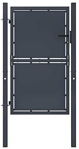 vidaXL Gartentor Gartentür Hoftor Hoftür Gartenpforte Zauntor Zauntür Einzeltor Tor Garten Zaun Pforte Eingangstor Stahl 100x200cm Anthrazit