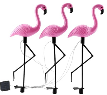 Ymiko Solarbetriebene Gartenleuchten 6 LED-Lichter mit Bewegungssensor für Außenbereich Polystyrol Flamingo Dekoleuchten für Garten, Terrasse, Hof