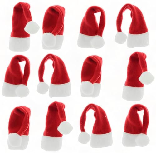 MIJOMA Zauberhafte Mini-Weihnachtsmützen, dekorative Flaschen-Mützen & Bastel-Accessoire, ideal zum Verschönern von Geschenken & Süßigkeiten für eine Bezaubernde Weihnachtszeit (12 Stück)