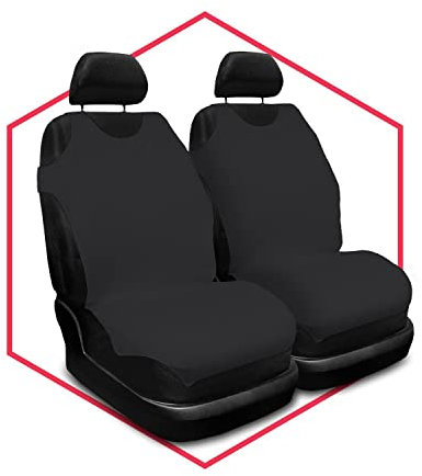 Saferide 2er Set Autositzbezüge PKW universal | Auto Sitzbezüge Polyester Schwarz für Airbag geeignet | für Vordersitze | 1+1 Autositze vorne