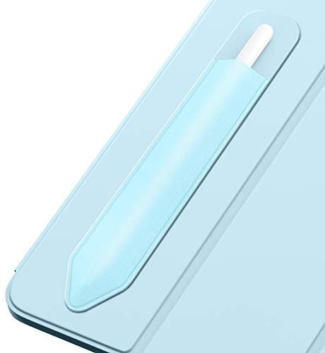 MoKo Funda para Apple Pencil Pro, Apple Pencil (USB-C), Apple Pencil 1ª/2ª Generación, Funda Elástica Adhesiva de Bolsillo para Lápiz Fijar a Funda de iPad para Lápices Stylus - Azul Claro