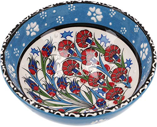 Guru-Shop 1 pz. Ciotola Orientale in Ceramica, Ciotola, Ciotola per Cereali, Dipinta a Mano - Ø 12 Cm/Modello 28, Blu, Ciotole e Piatti
