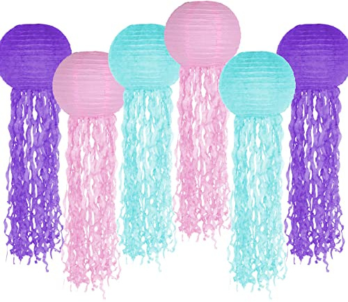 Zilue Quallen Papierlaternen Rosa Lila Blau 6 Stück Meerjungfrau Einhorn Thema Party Dekorationen