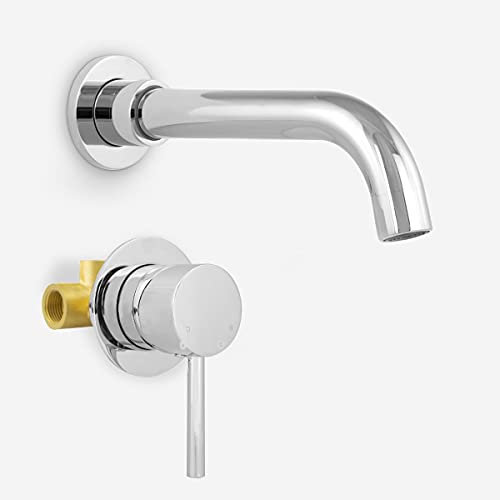 Remy Wall Mounted Basin Mixer Tap & Concealed Valve Hot and Cold Mixer Chrome