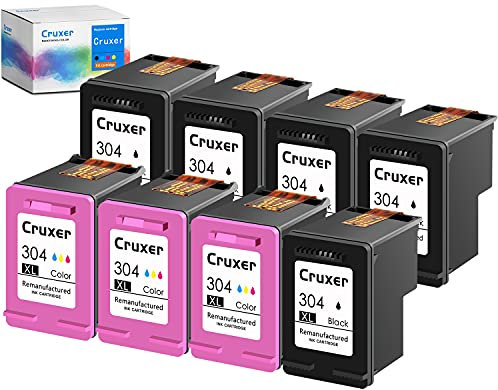 Curxer Wiederaufbereitete Tintenpatrone mit hoher Ergiebigkeit Ersatz für HP 304 304XL 304 XL N9K08AE N9K07AE kompatibel mit Deskjet 2620 2630 2632 Envy 5010 5020 5030 AMP 130 Drucker (5 Schwarz, 3