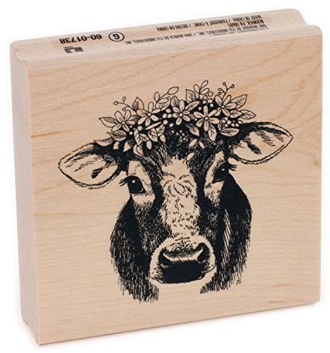 Inkadinkado 60-01738 Stempel aus Holz, Kuh, für Kunst und Handwerk, 5,1 x 5,1 cm