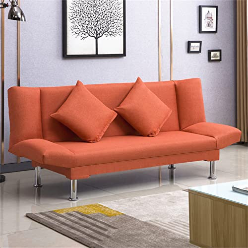 YXDFG Schlafsofa Für 3 Personen,Bequemes Stoffsofa,Skandinavisches 180 cm Breites Schlafsofa,Fester Und Flacher Sitzstoff,Für Wohnzimmer/Zimmer/Büro,Orange red