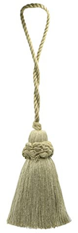7,5 cm elegante Kronen-Quaste mit 11 cm Schlaufe, dekorative Bastelquaste (Stil# CT03EMP-RN), dunkles Sandbeige, massiv #A8 (Grau, Braun, Beige), 6 Stück