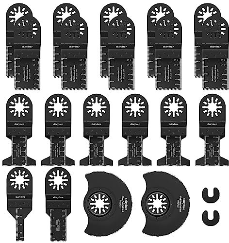 shirylzee Lame Utensile Multifunzione 20pz, Attrezzo multifunzione Accessori per Oscillanti Multitool Compatibile con Fein Multimaster, Milwaukee, Ryobi, Black&Decker, WORX, Metallo, Legno, Plastica