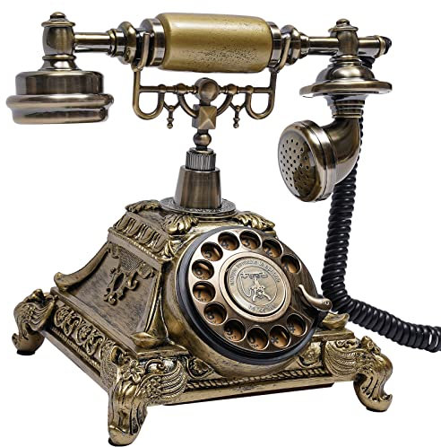panfudongk Vintage Retro Telefon - Bronze, Umweltfreundliches Harz, Hochwertige Verarbeitung | Dekoratives antikes Wählscheibentelefon für Zuhause und Büro