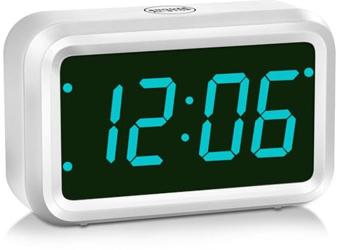 Timegyro LED Horloge numérique alimenté par Batterie, réveil de Chambre à Coucher, Affichage LED/LCD commutable, Deux Niveaux de luminosité LED, 12/24 Heures, Snooze