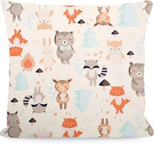 Kinder Kissenbezug Dekorativ Gemustert 80 x 80 cm, 1 Pack Baby Kleinkind Kissen Kissenbezüge für Kinderwagen, Bio Baumwolle Kopfkissenbezug mit Reißverschluss
