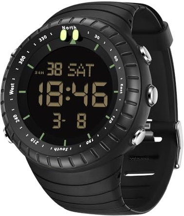 BIEWO Herren Digital Sportuhr Wasserdicht Militäruhr mit LED Hintergrundbeleuchtung Stoppuhr Alarm Uhr für Männer, Schwarz , Armband
