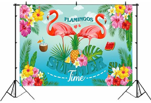 Aloha Hintergrund Banner für Hawaii Party Dekoration, Tropisches Sommerparty Banner, Große Tropische Party Flamingo Foto Hintergrund für Hawaii Strand Luau Tiki Partyzubehör 185 x 110cm