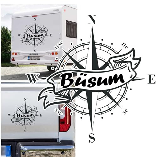 Rakelfix Kompass Büsum Aufkleber Sticker Nordsee Inseln Hallig Küste Urlaub Autoaufkleber Wohnwagen Auto Wohnmobil