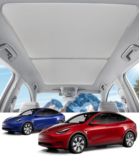 Ruilixin Parasol de techo de vidrio para Tesla Model Y, cubierta de bloqueo de calor para ventana superior, protección solar extraíble para coche, accesorios interiores modelo Y 2020-2023 Beiga (sin