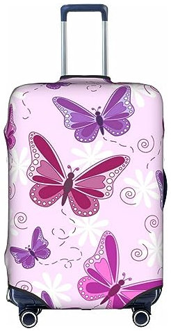 Zhengjia Housse de protection pour valise de 45,7 à 81,3 cm Rouge/blanc, papillon rose, L