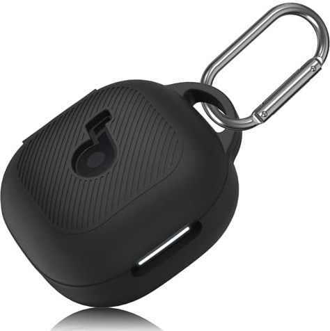 PUCGUE Schutzhülle für Anker Soundcore P40i, weiche Silikonhülle für Soundcore P40i, stoßfeste Schutzhülle für Anker P40i mit Karabiner, Front-LED und Logo sichtbar (schwarz)
